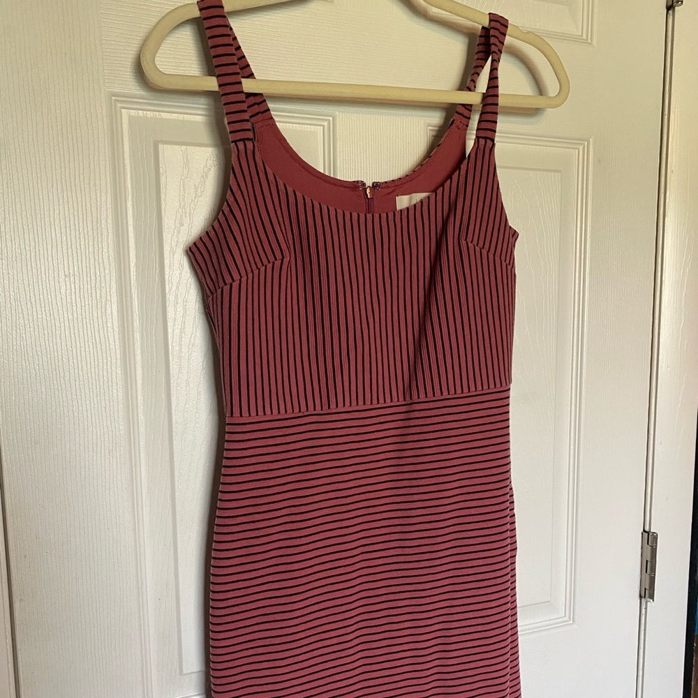 Tight pink and black stripped dress